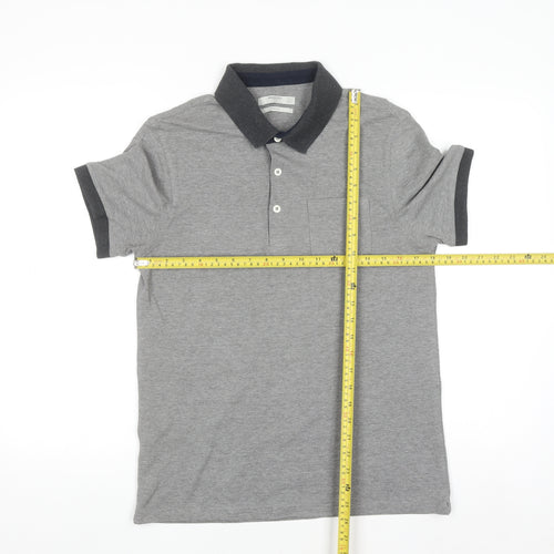 Mango Man Grey Slim Fit Short Sleeve Polo Shirt Size L