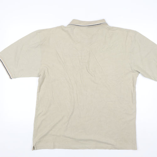 BackSwing Men's Beige Cotton Blend Golf Polo Shirt Size L