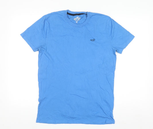 Hollister Men's Blue Small Crew Neck Cotton T-Shirt