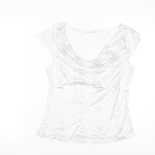 Next Women Silver Cowl Neck Camisole Blouse UK 14 Party Top