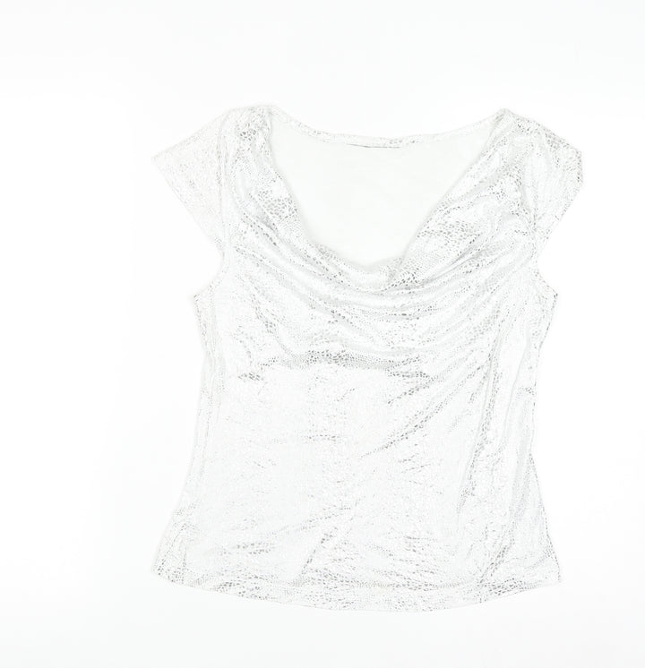 Next Women Silver Cowl Neck Camisole Blouse UK 14 Party Top