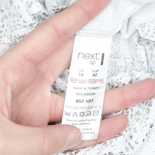 Next Women Silver Cowl Neck Camisole Blouse UK 14 Party Top
