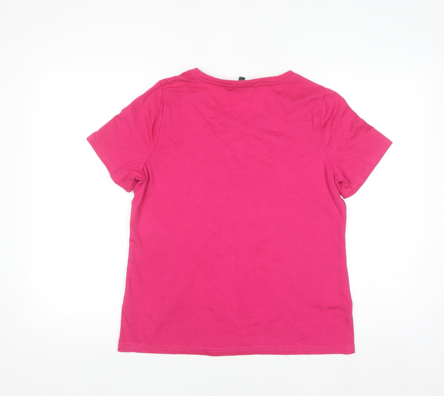 Bonmarché Womens Pink Sequin Floral Short Sleeve T-Shirt Size 12