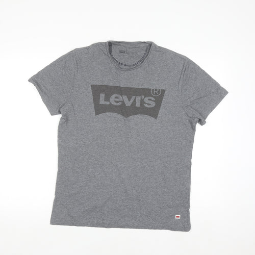 Levi's Men's Grey Logo Crew Neck Cotton T-Shirt Size M