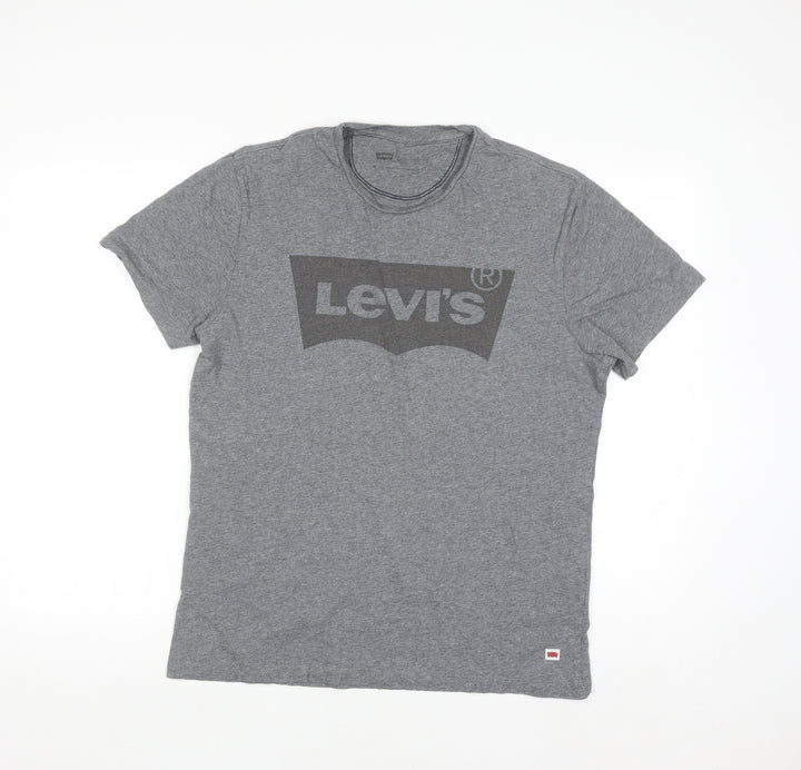 Levi's Men's Grey Logo Crew Neck Cotton T-Shirt Size M