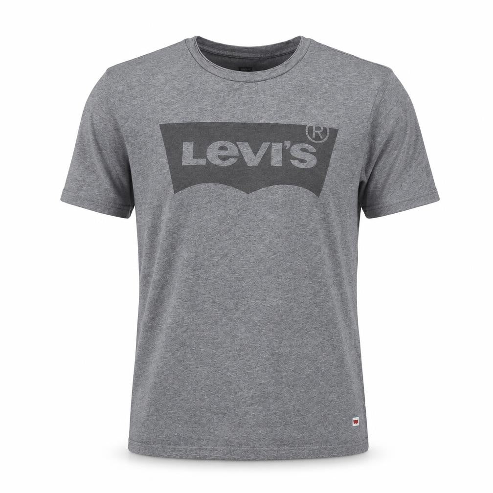 Front view of Levi's Men's Grey Logo Crew Neck Cotton T-Shirt, size M