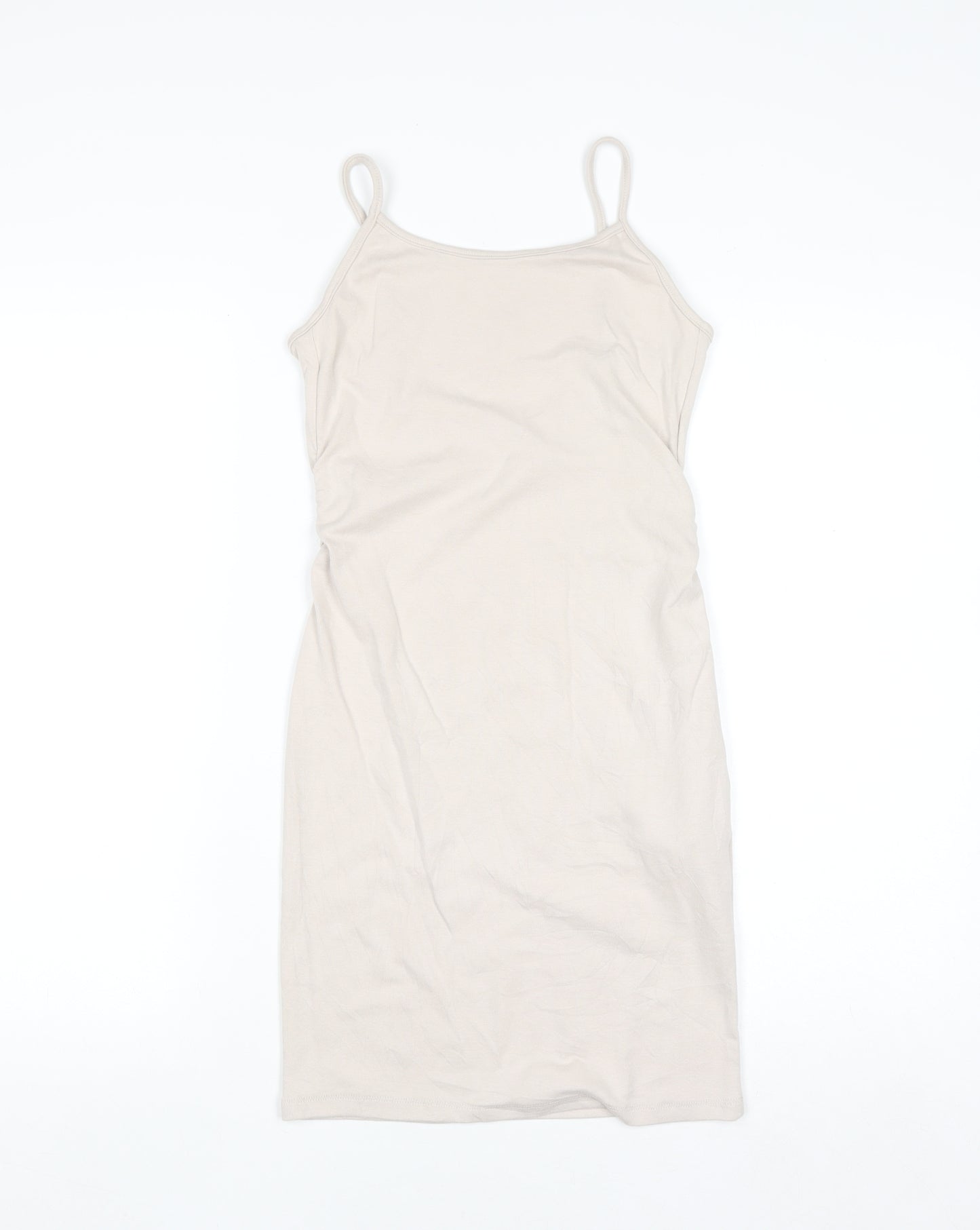 Bershka Women Beige Slip Dress Size 12 Stretch Modal Blend