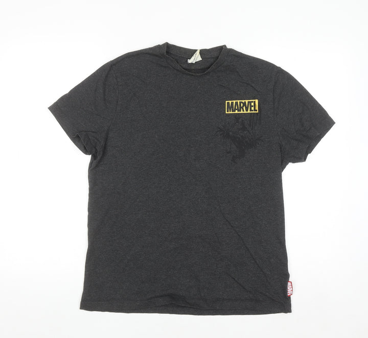 Marvel Men's Grey Black Panther T-Shirt M Graphic Print Crew Neck