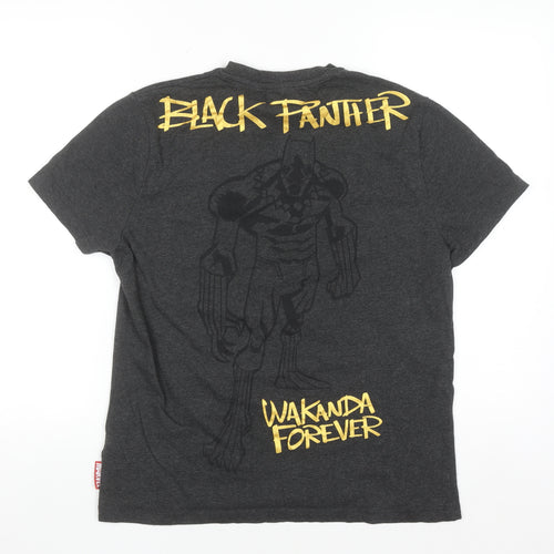 Marvel Men's Grey Black Panther T-Shirt M Graphic Print Crew Neck