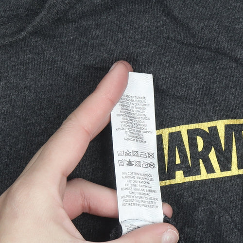 Marvel Men's Grey Black Panther T-Shirt M Graphic Print Crew Neck