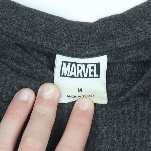 Marvel Men's Grey Black Panther T-Shirt M Graphic Print Crew Neck