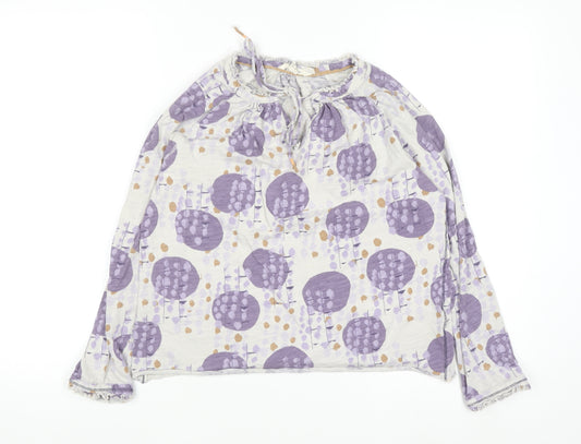 White Stuff Women Purple Floral Cotton Tunic Blouse UK 10