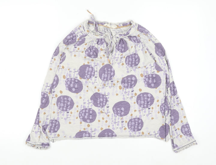 White Stuff Women Purple Floral Cotton Tunic Blouse UK 10