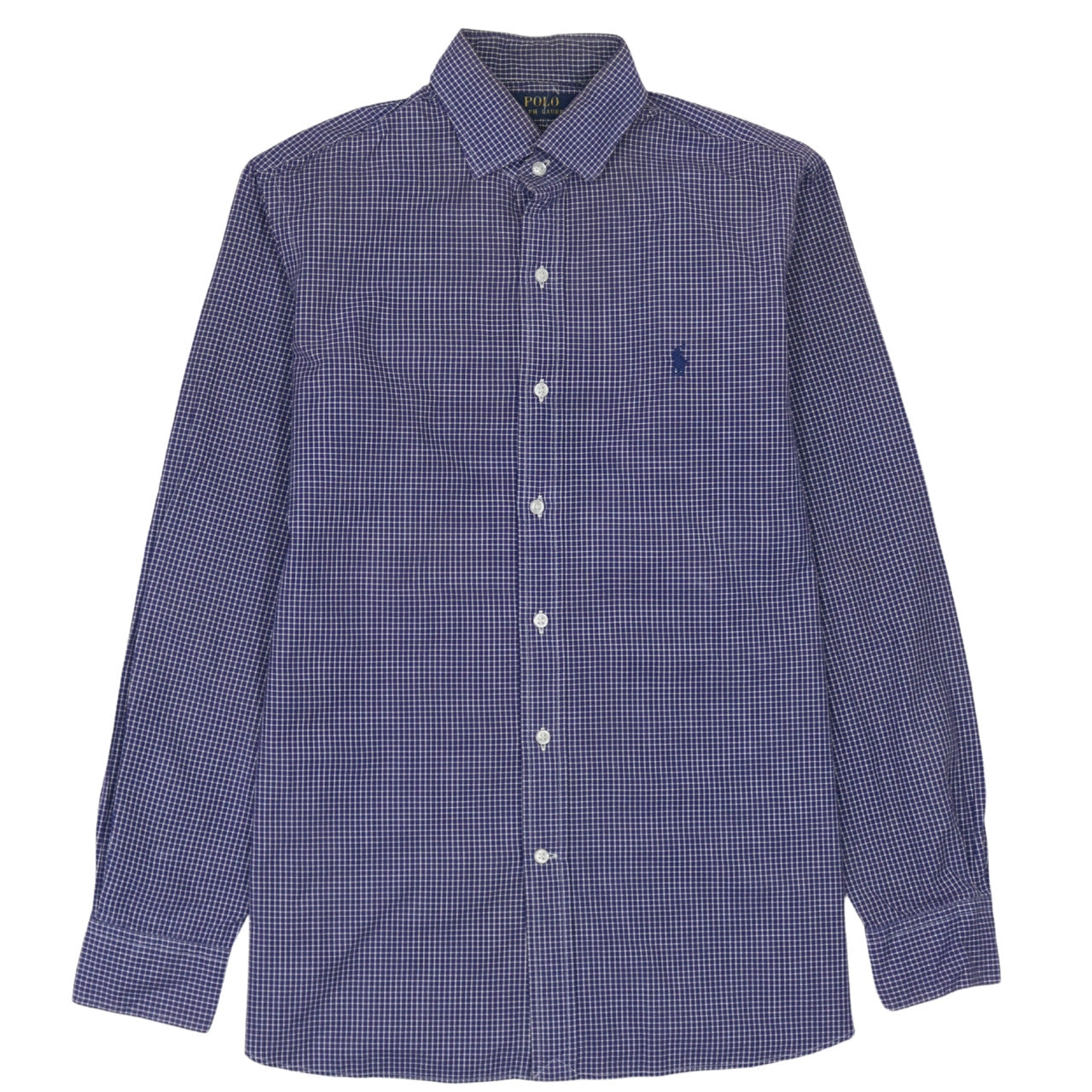 Ralph Lauren Men's Blue Check Long Sleeve Button-Down Shirt Size 15.5