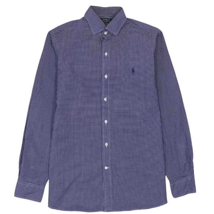 Ralph Lauren Men's Blue Check Long Sleeve Button-Down Shirt Size 15.5