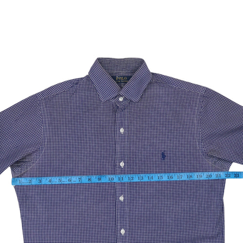Ralph Lauren Men's Blue Check Long Sleeve Button-Down Shirt Size 15.5