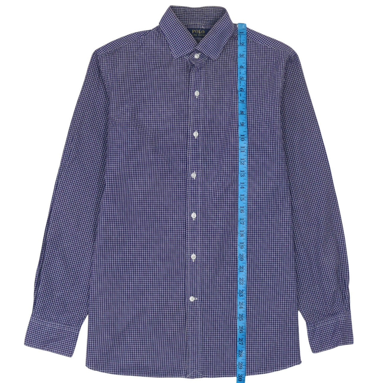 Ralph Lauren Men's Blue Check Long Sleeve Button-Down Shirt Size 15.5