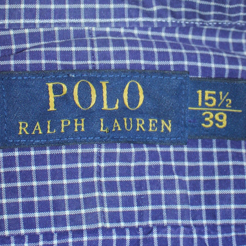 Ralph Lauren Men's Blue Check Long Sleeve Button-Down Shirt Size 15.5