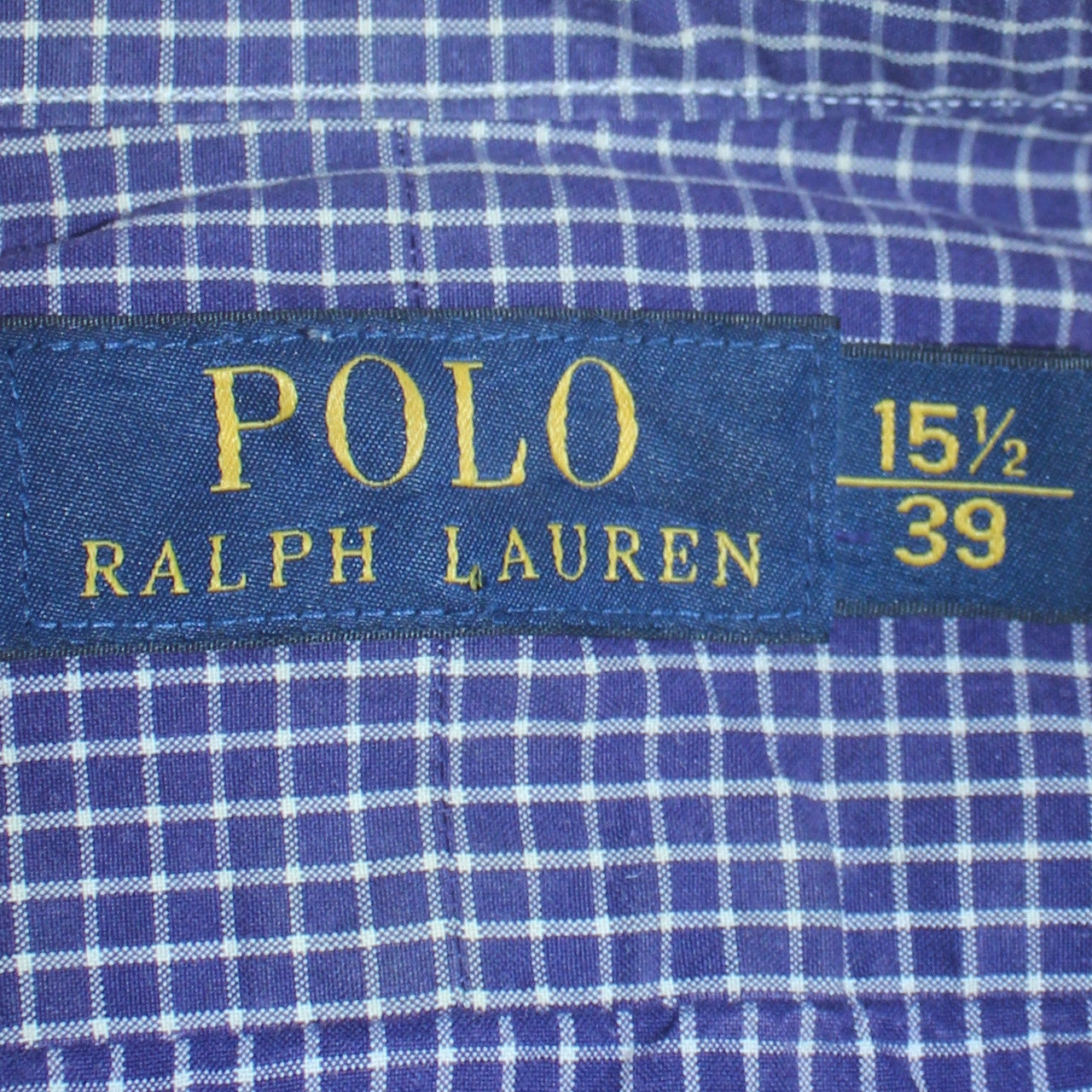 Ralph Lauren Men's Blue Check Long Sleeve Button-Down Shirt Size 15.5