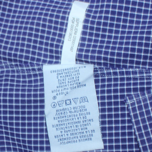 Ralph Lauren Men's Blue Check Long Sleeve Button-Down Shirt Size 15.5