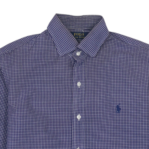 Ralph Lauren Men's Blue Check Long Sleeve Button-Down Shirt Size 15.5
