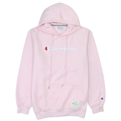 Champion Women Pink Pullover Hoodie L Logo Graphic Cotton Blend