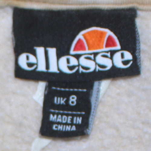 Ellesse Womens Beige Tie-Dye Sweatshirt UK 8 Crew Neck Logo Pullover