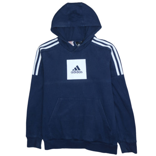 Adidas Boys Navy Blue Pullover Hoodie 13-14 Years Cotton Blend