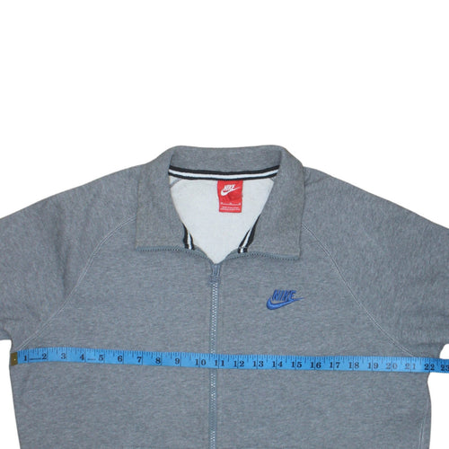 Nike Men’s Grey Full Zip Collared Sweatshirt Size M Fleece Logo Top
