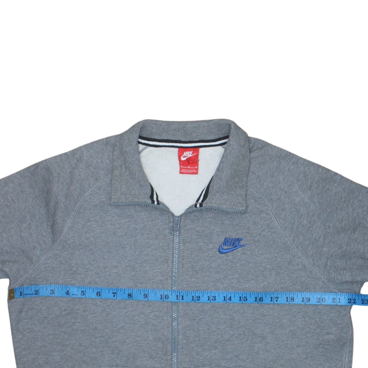 Nike Men’s Grey Full Zip Collared Sweatshirt Size M Fleece Logo Top