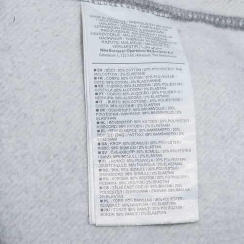 Nike Men’s Grey Full Zip Collared Sweatshirt Size M Fleece Logo Top