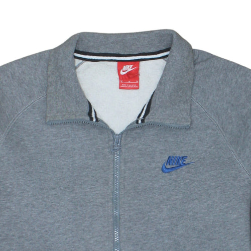 Nike Men’s Grey Full Zip Collared Sweatshirt Size M Fleece Logo Top