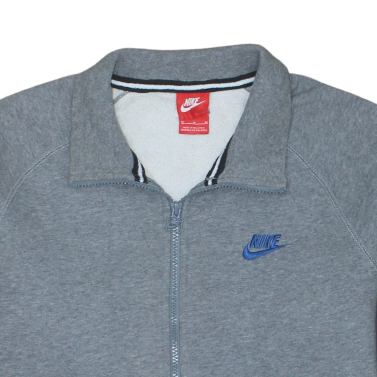 Nike Men’s Grey Full Zip Collared Sweatshirt Size M Fleece Logo Top