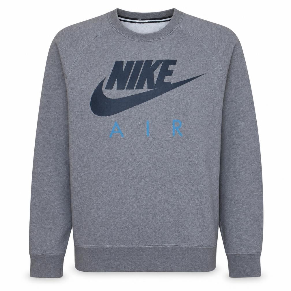 Front view of Nike Men's Grey Air Logo Pullover Sweatshirt, size M