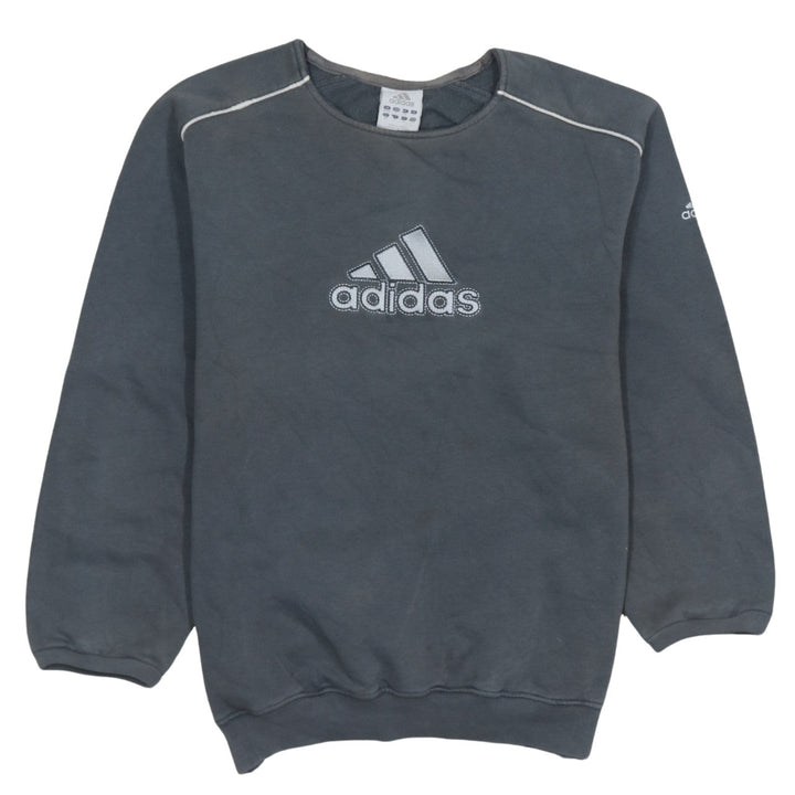 Adidas Men's Grey Embroidered Logo Pullover Sweatshirt Size S