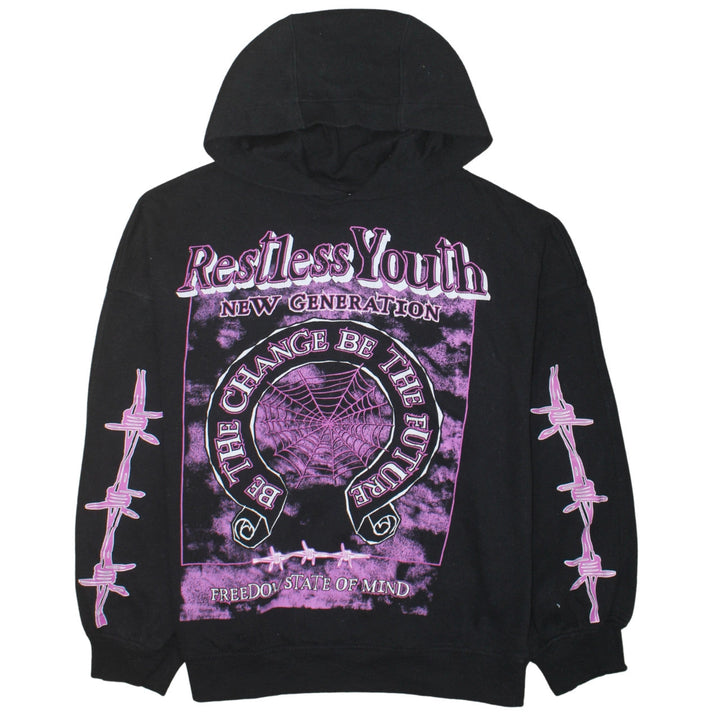 H&M Divided Women’s Black Purple Graphic Pullover Hoodie Size S