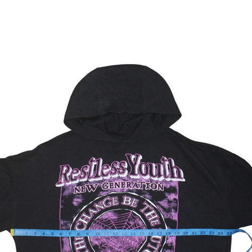 H&M Divided Women’s Black Purple Graphic Pullover Hoodie Size S