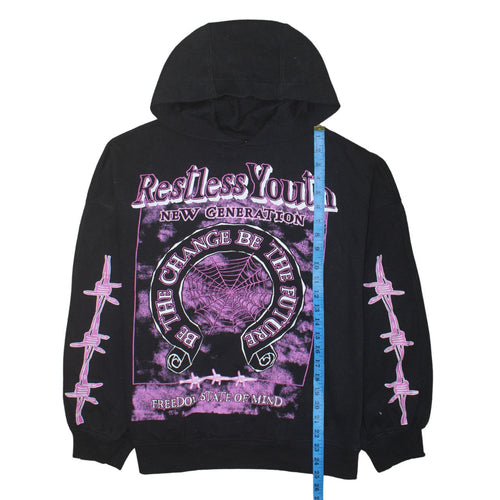 H&M Divided Women’s Black Purple Graphic Pullover Hoodie Size S
