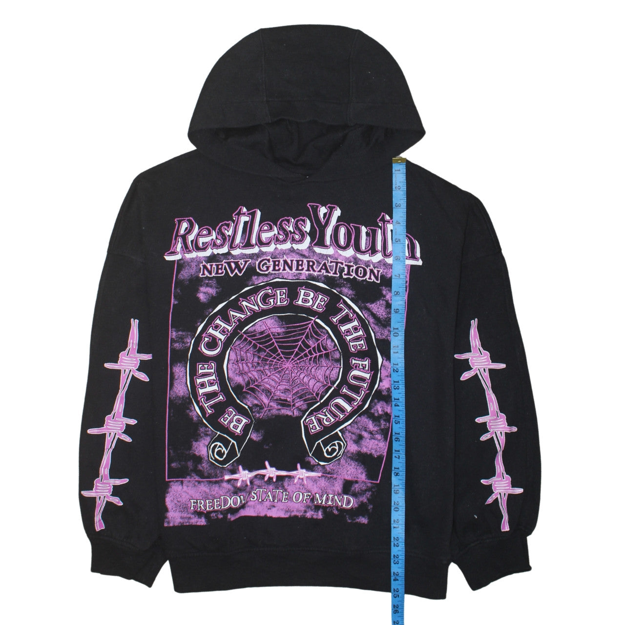 H&M Divided Women’s Black Purple Graphic Pullover Hoodie Size S