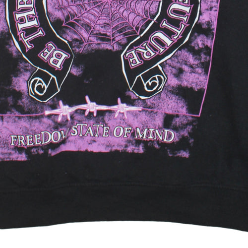 H&M Divided Women’s Black Purple Graphic Pullover Hoodie Size S