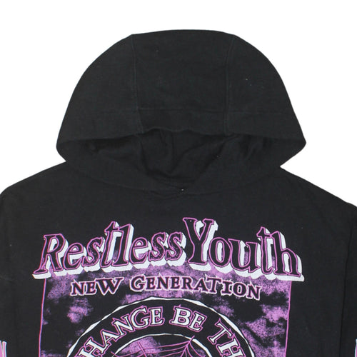 H&M Divided Women’s Black Purple Graphic Pullover Hoodie Size S