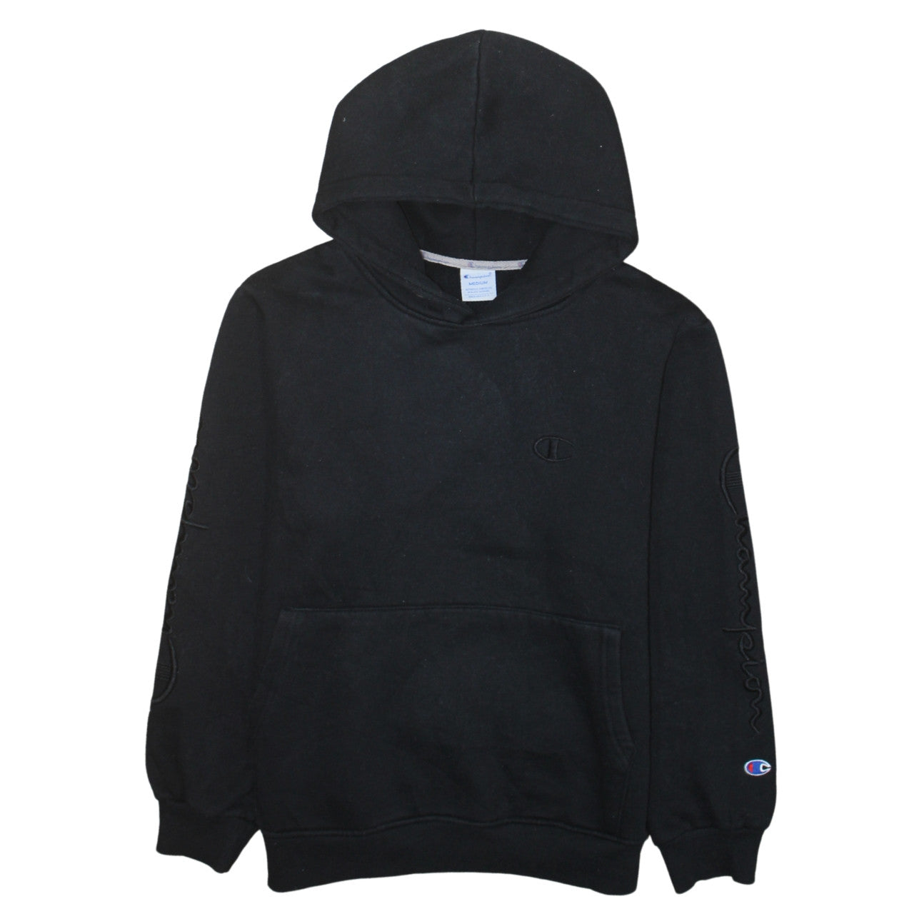 Champion Men's Black Medium Pullover Hoodie with Logo Embroidery
