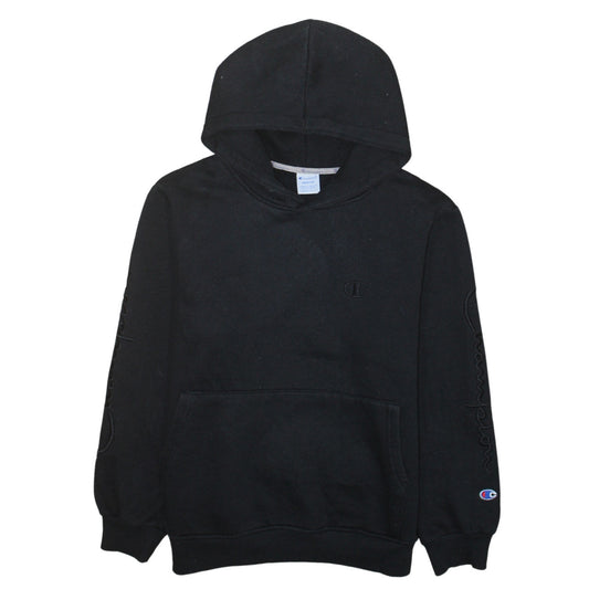 Champion Men's Black Medium Pullover Hoodie with Logo Embroidery