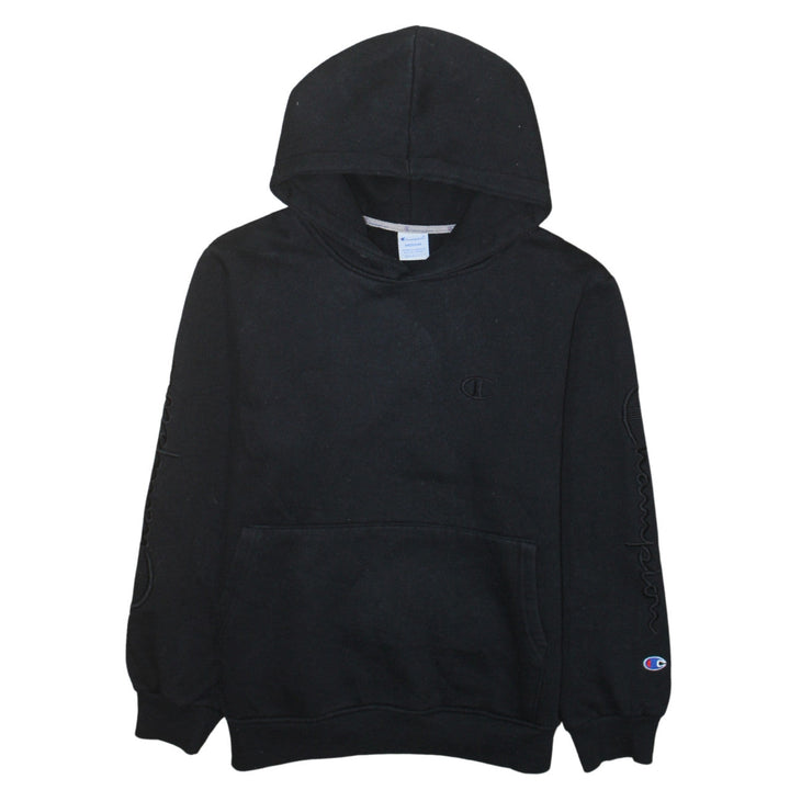 Champion Men's Black Medium Pullover Hoodie with Logo Embroidery