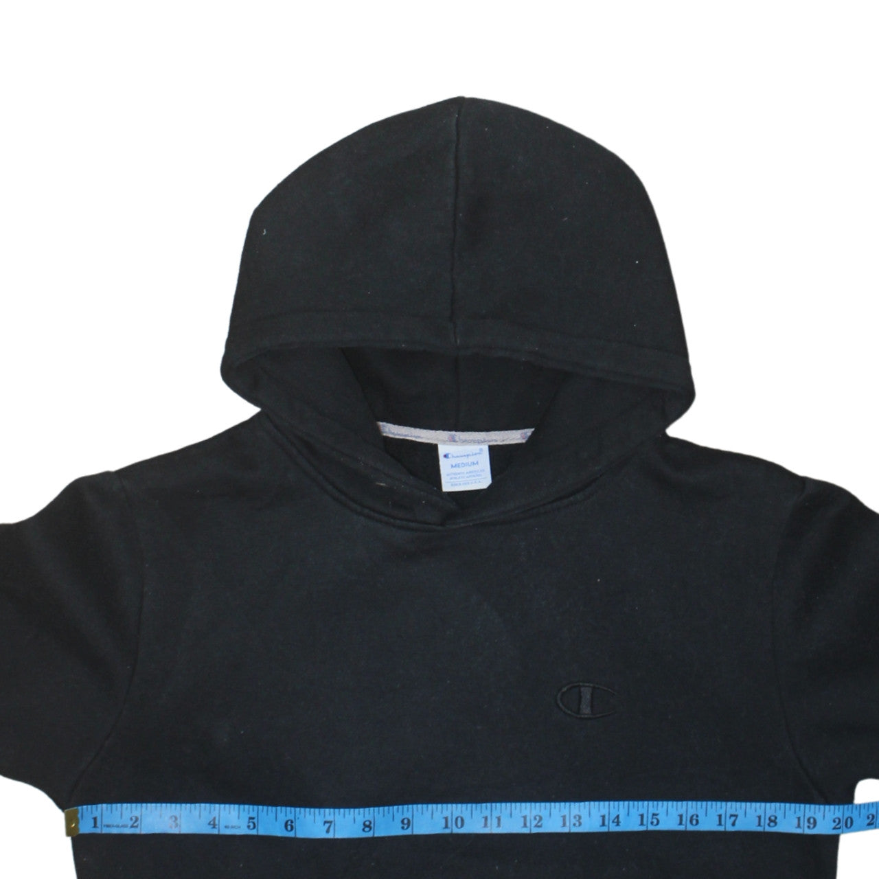 Champion Men's Black Medium Pullover Hoodie with Logo Embroidery