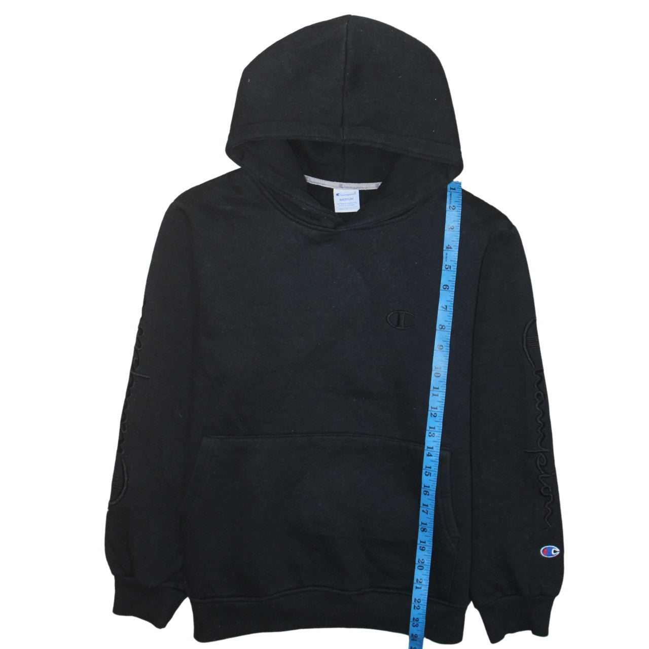 Champion Men's Black Medium Pullover Hoodie with Logo Embroidery