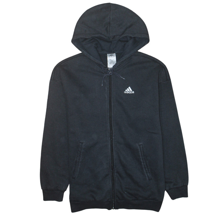 Adidas Women Black XS Full Zip Hoodie Sweatshirt Cotton Blend