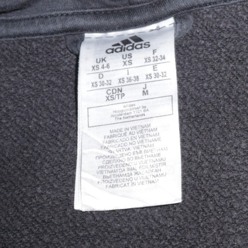 Adidas Women Black XS Full Zip Hoodie Sweatshirt Cotton Blend