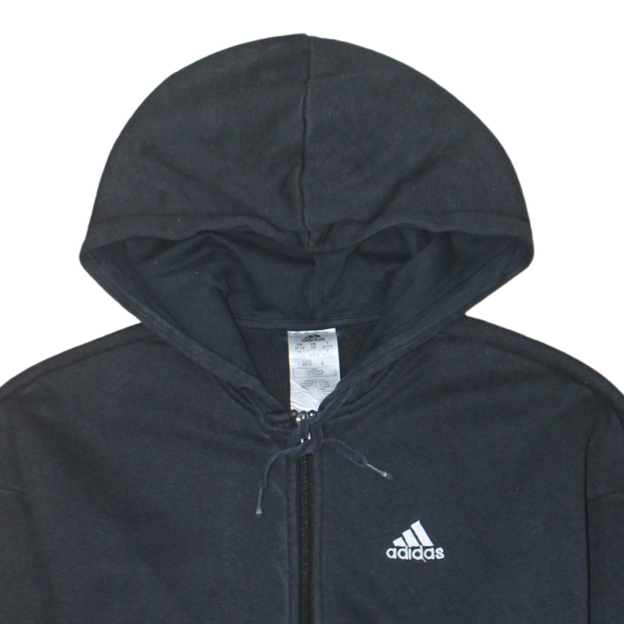 Adidas Women Black XS Full Zip Hoodie Sweatshirt Cotton Blend