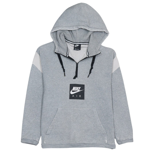 Nike Air Men's Grey 1/2 Zip Hoodie Medium Athletic Logo Fleece